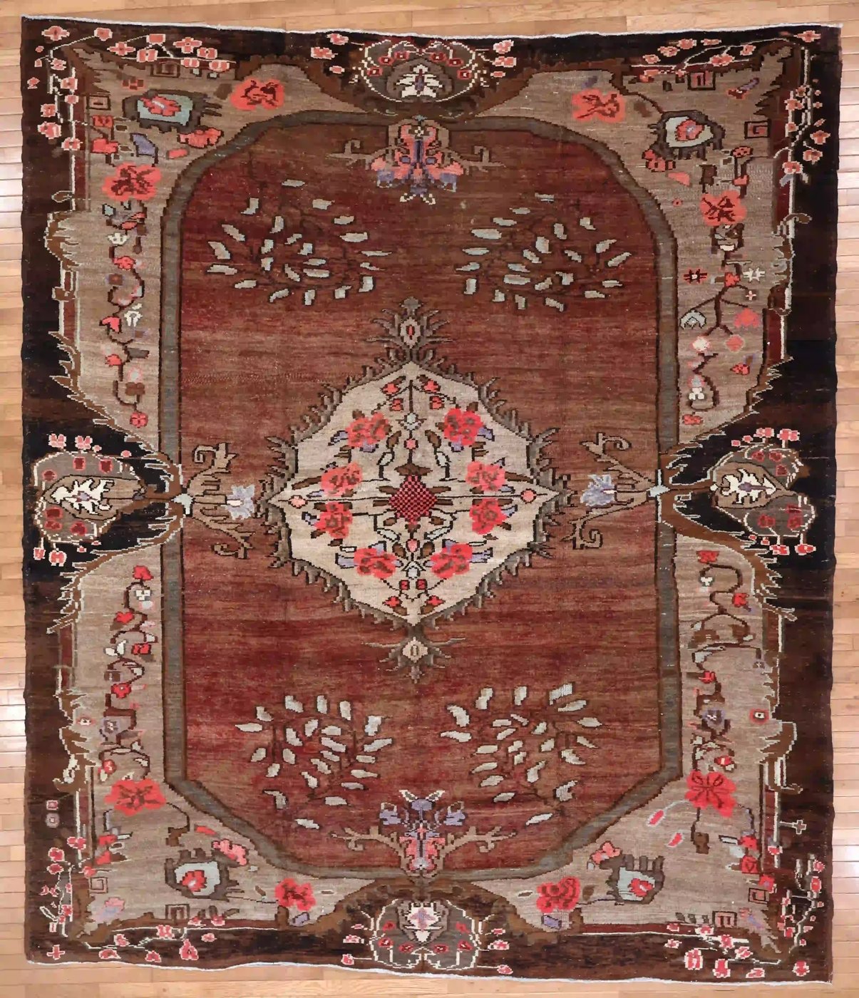 10′ x 11′ Rust Fine Hand-Knotted Turkish Oushak Rug – Traditional Wool