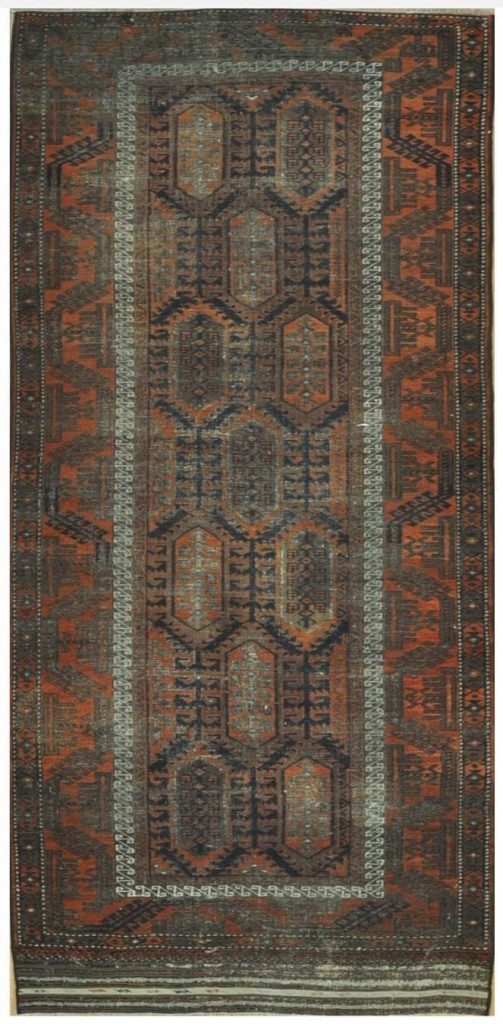 3′ x 8′ Rust Fine Hand-Knotted Baluchi Rug – Traditional Wool