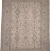 10′ x 14′ Silver Fine Hand-Knotted Afghan Oushak Rug – Transitional Wool