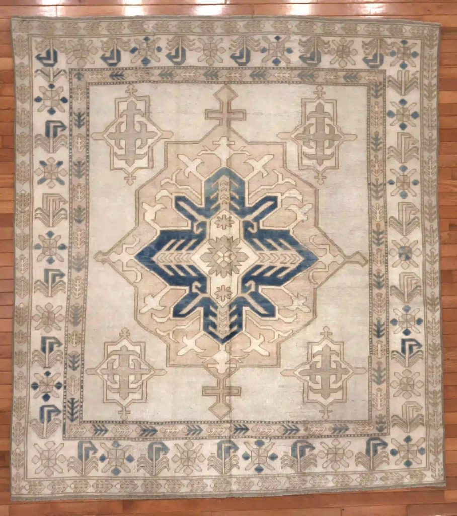 6′ x 7′ Ivory Fine Hand-Knotted Turkish Oushak Rug – Traditional Wool
