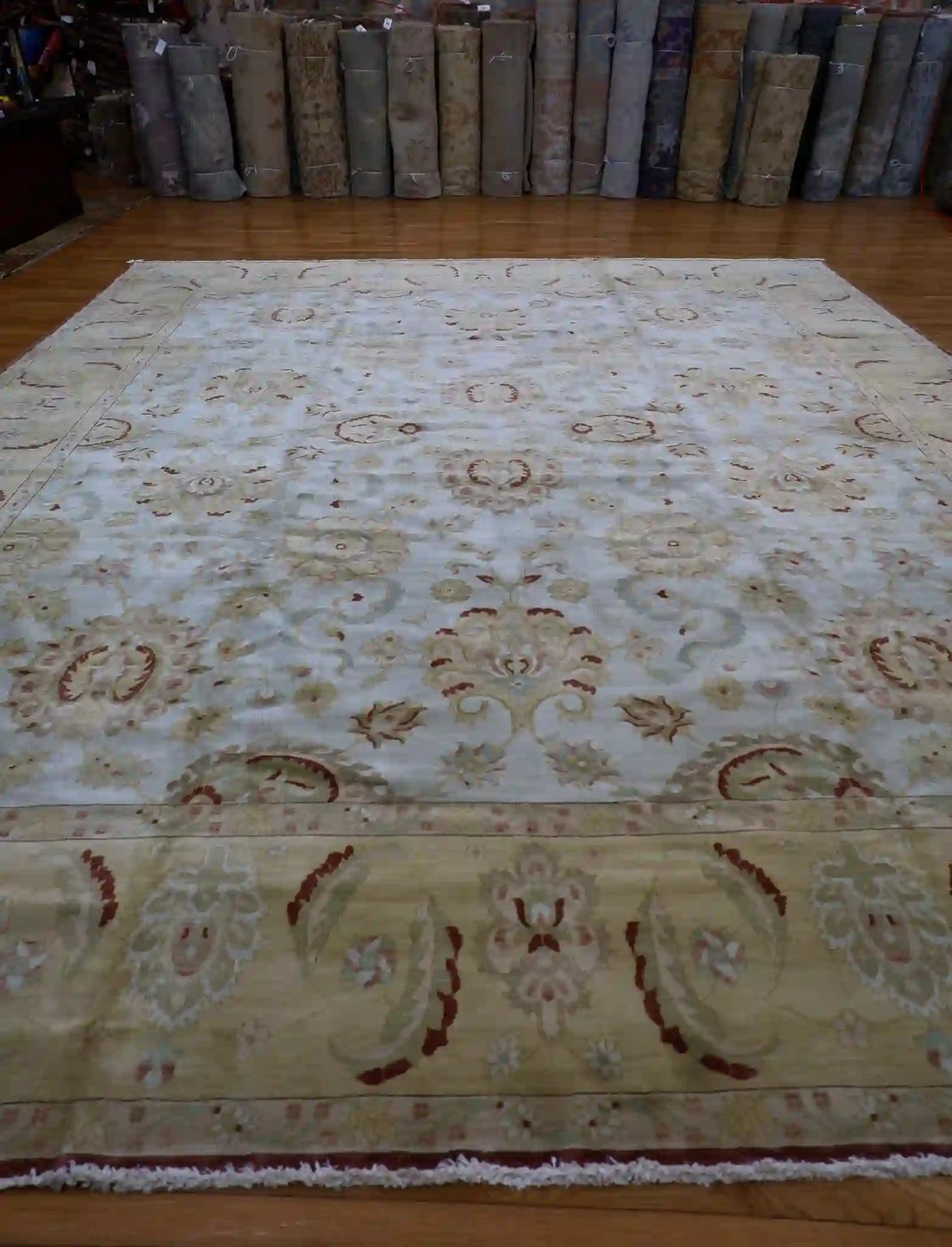 14′ x 15′ Beige Fine Hand-Knotted Egyptian Sultanabad Rug – Traditional Wool