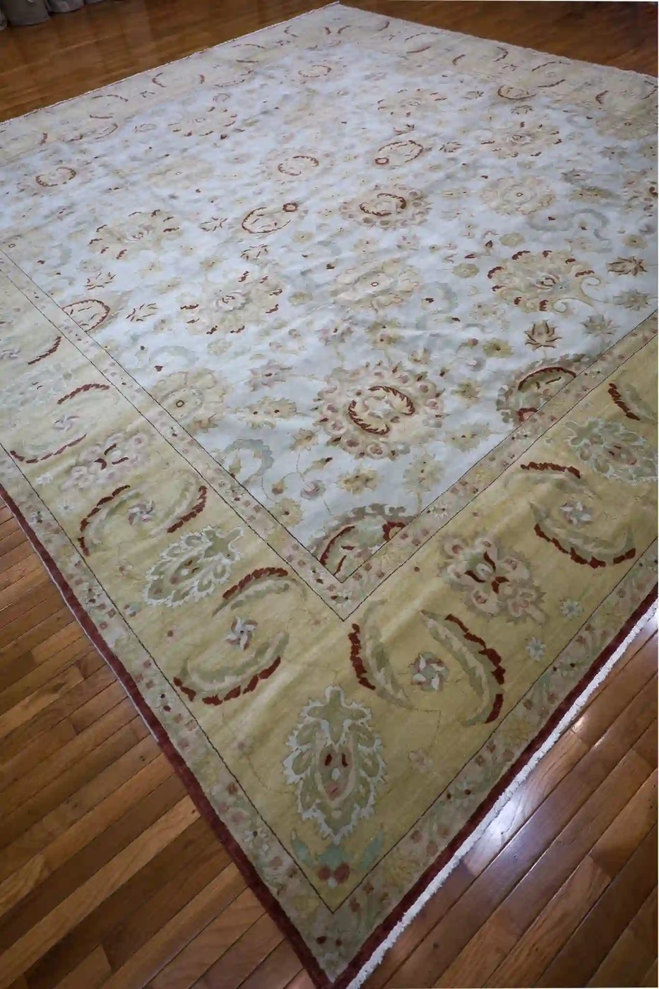 14′ x 15′ Beige Fine Hand-Knotted Egyptian Sultanabad Rug – Traditional Wool