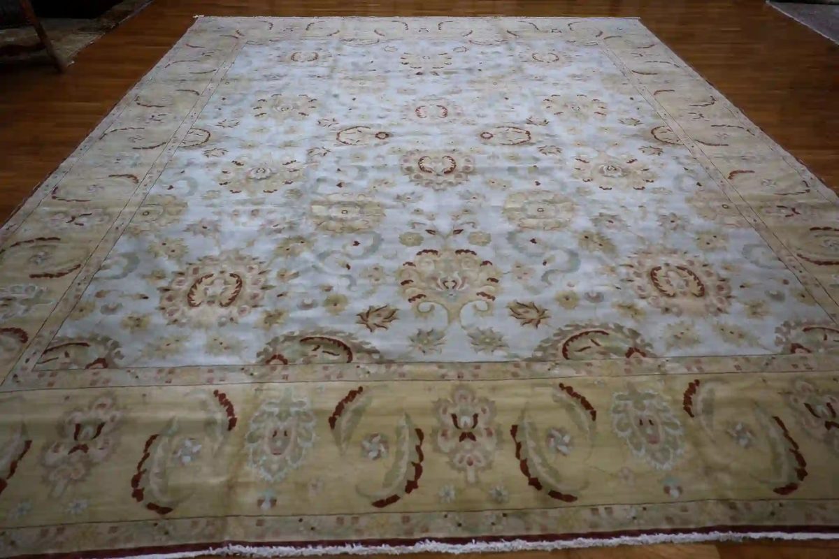 14′ x 15′ Beige Fine Hand-Knotted Egyptian Sultanabad Rug – Traditional Wool