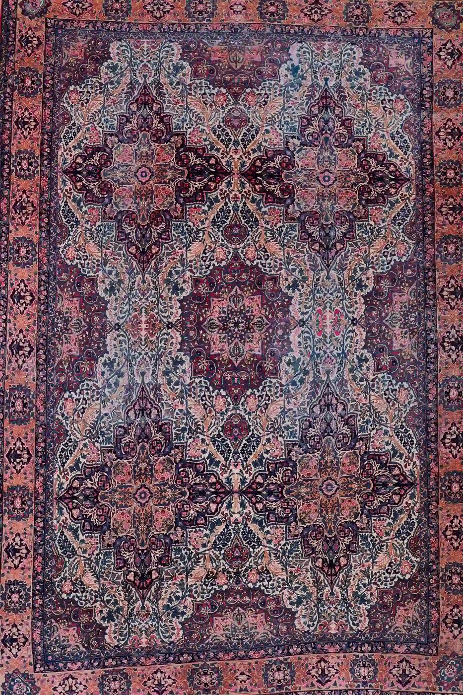 12′ x 17′ Pink Fine Hand-Knotted Persian Kerman Rug – Traditional Wool