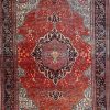 11′ x 15′ Red Fine Hand-Knotted Persian Sarouk Farahan Rug – Traditional Wool