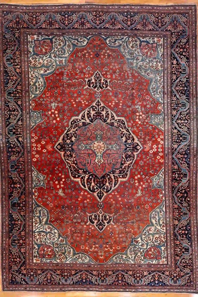 11′ x 15′ Red Fine Hand-Knotted Persian Sarouk Farahan Rug – Traditional Wool