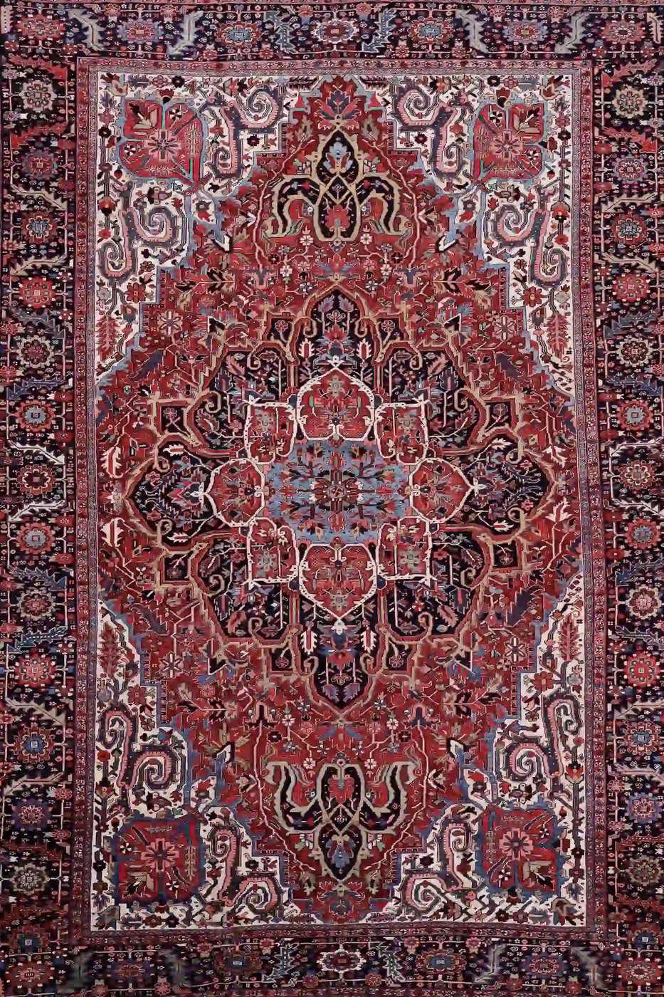 12′ x 17′ Red Fine Hand-Knotted Persian Heriz Rug – Traditional Wool 12′ x 17′ Red Fine Hand-Knotted Persian Heriz Rug – Traditional Wool