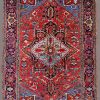 7′ x 11′ Red Fine Hand-Knotted Persian Heriz Rug – Traditional Wool