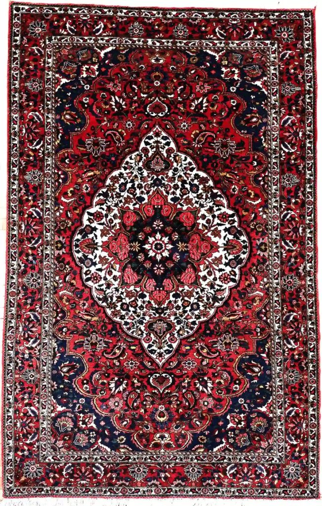 5′ x 8′ Red Fine Hand-Knotted Persian Bakhtiari Rug – Traditional Wool