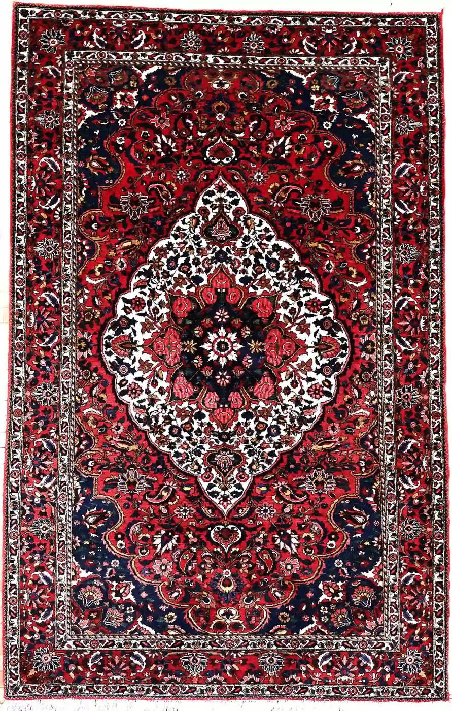 5′ x 8′ Red Fine Hand-Knotted Persian Bakhtiari Rug – Traditional Wool