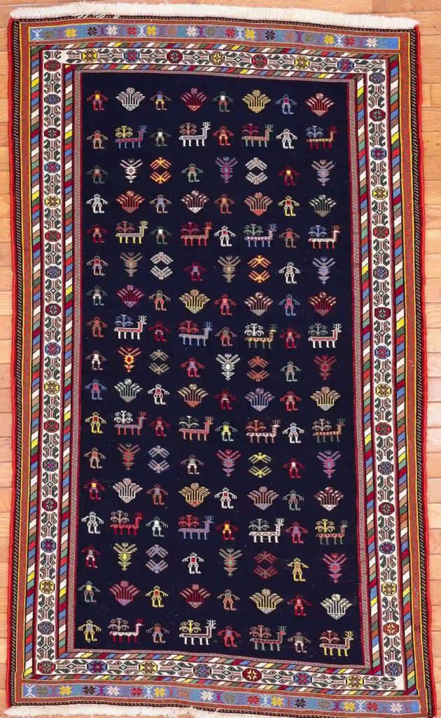 3′ x 5′ Navy Fine Hand-Knotted Persian Soumak Rug – Traditional Wool