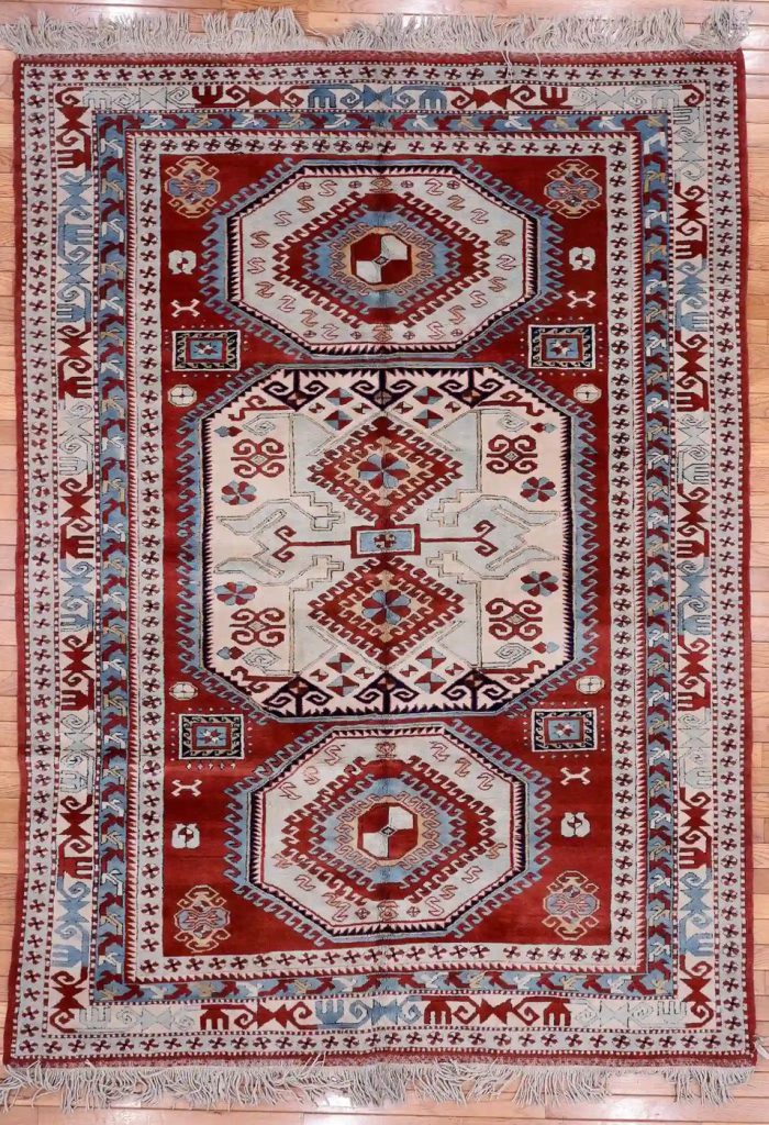 6′ x 8′ Red Fine Hand-Knotted Turkish Kazak Rug – Traditional Wool