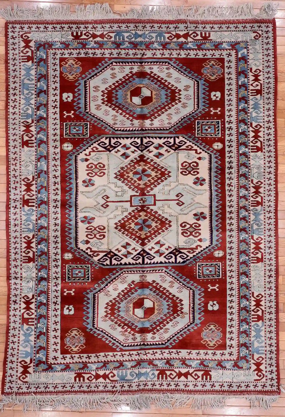 6′ x 8′ Red Fine Hand-Knotted Turkish Kazak Rug – Traditional Wool