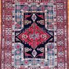 5′ x 7′ Navy Fine Hand-Knotted Pakistan Kazak Rug – Traditional Wool