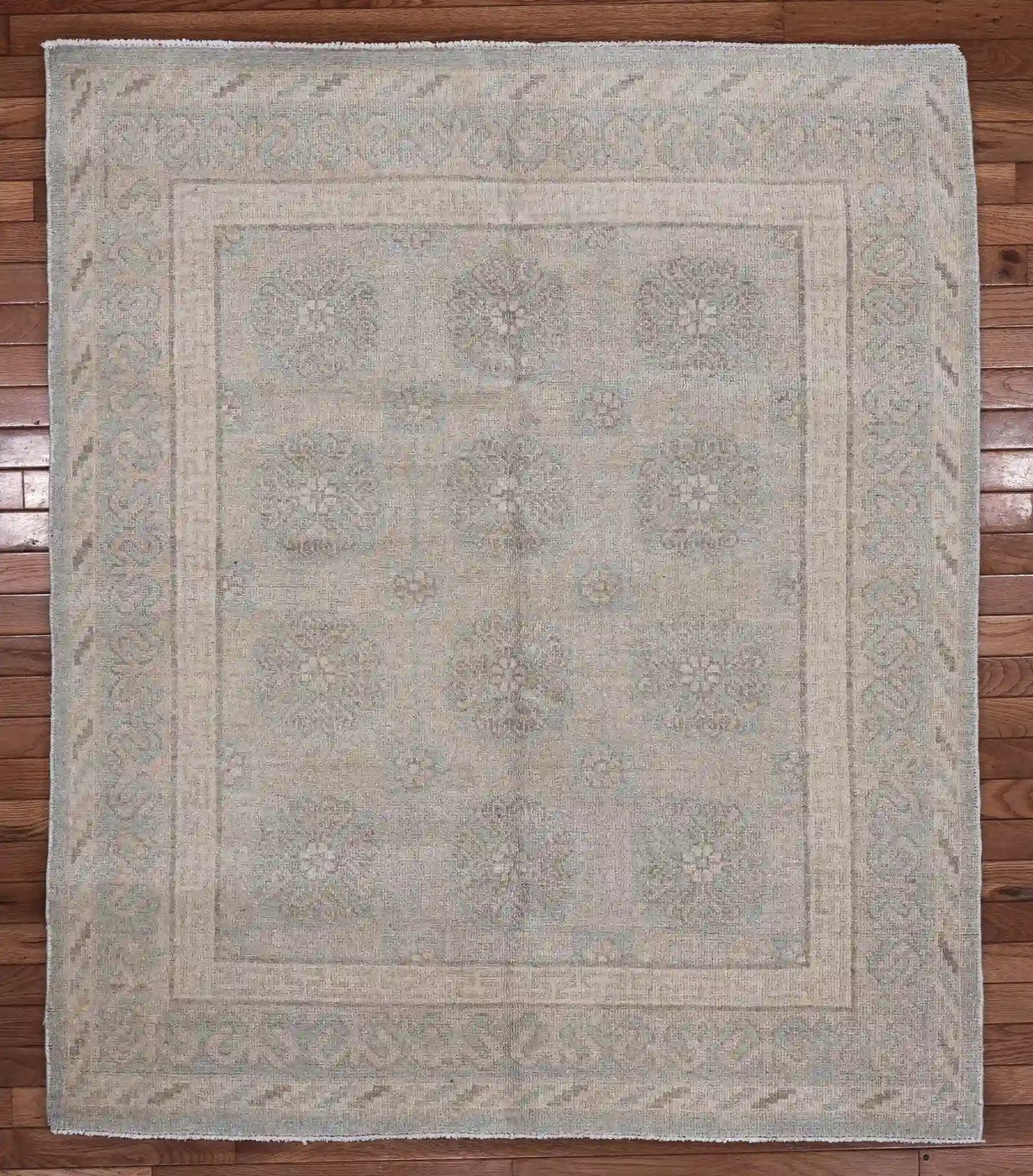 4′ x 5′ Sage Fine Hand-Knotted Pakistan Khotan Rug – Transitional Wool