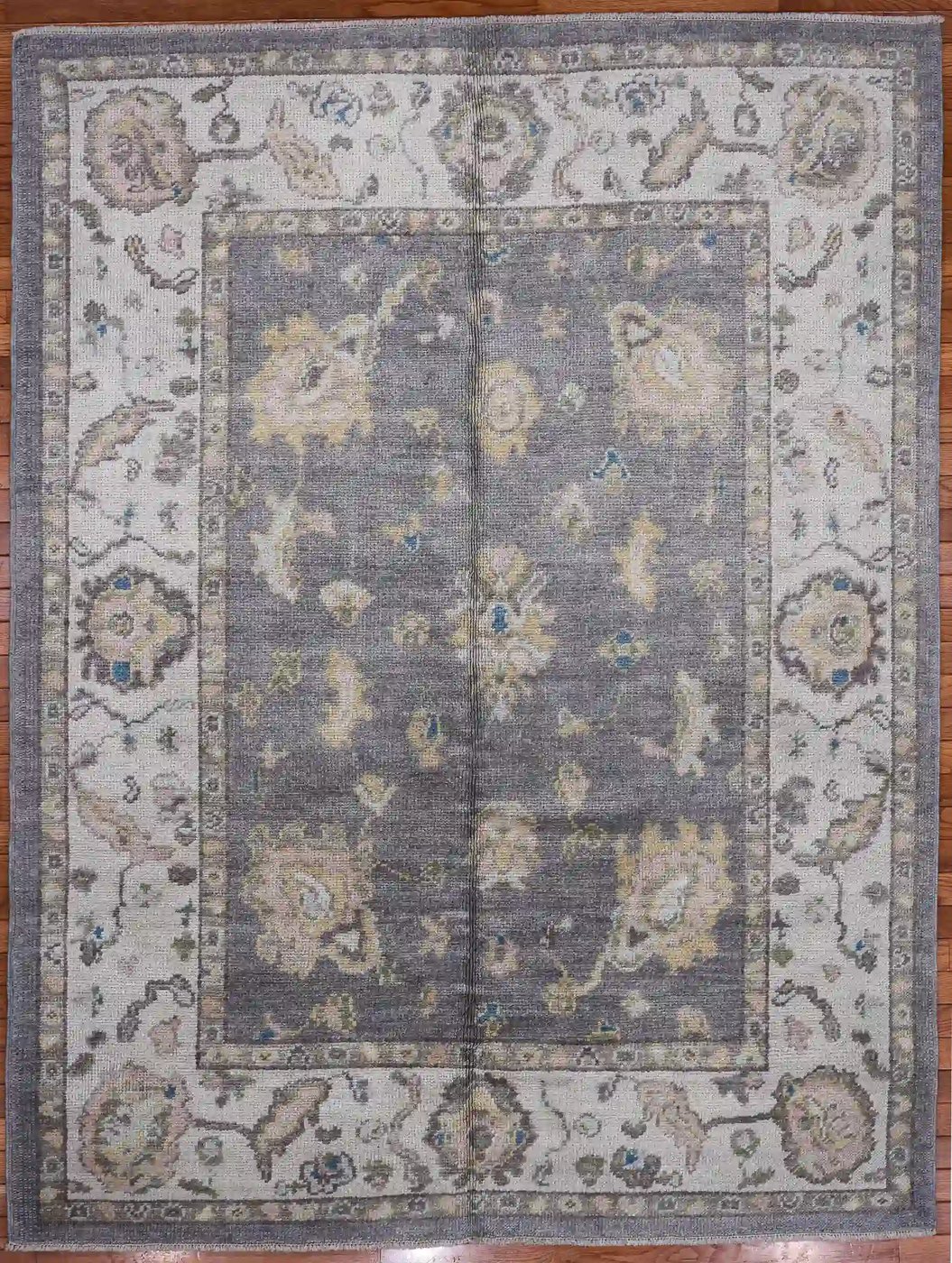 5′ x 7′ Grey Fine Hand-Knotted Turkish Oushak Rug – Transitional Wool