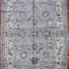 5′ x 7′ Blue Fine Hand-Knotted Turkish Oushak Rug – Transitional Wool