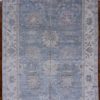 6′ x 9′ Blue Fine Hand-Knotted India Oushak Rug – Transitional Wool