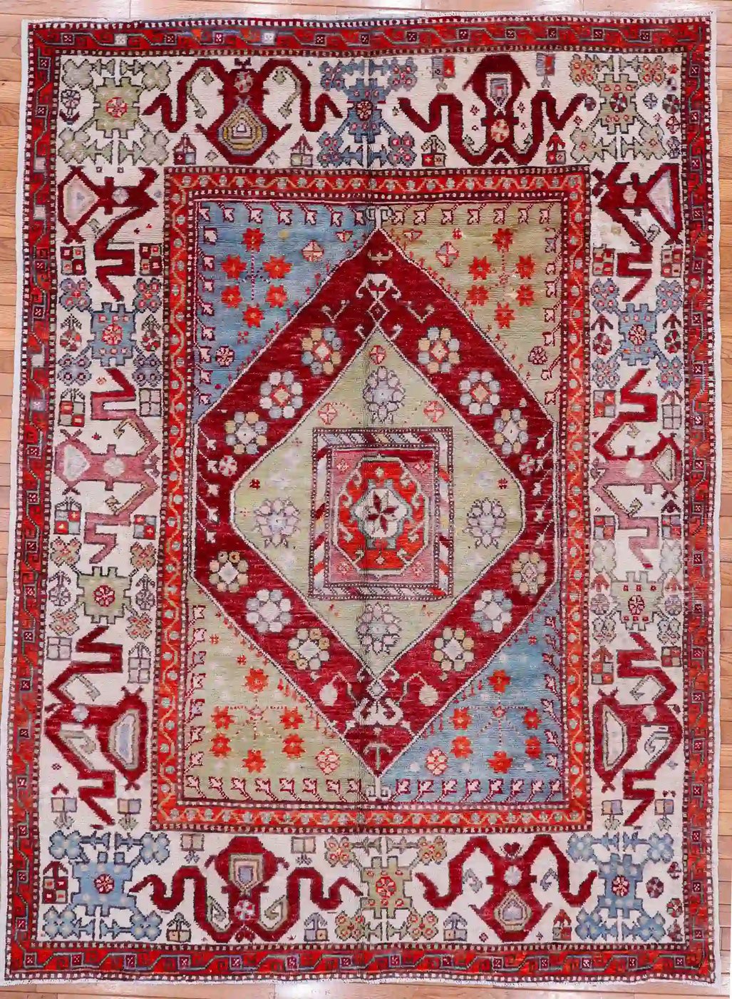 6′ x 8′ Red Fine Hand-Knotted Turkish Oushak Rug – Traditional Wool