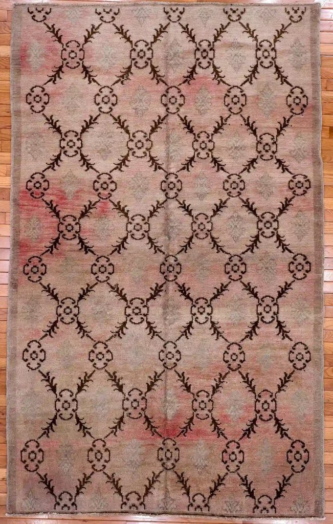 5′ x 8′ Beige Fine Hand-Knotted Turkish Oushak Rug – Transitional Wool