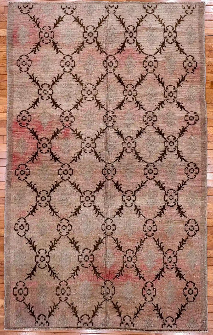 5′ x 8′ Beige Fine Hand-Knotted Turkish Oushak Rug – Transitional Wool