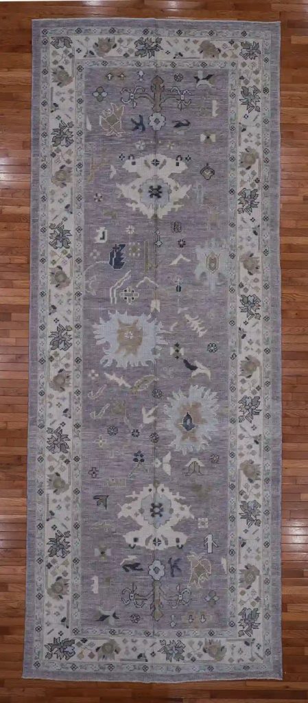 6′ x 15′ Grey Fine Hand-Knotted Turkish Oushak Rug – Transitional Wool