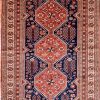 7′ x 10′ Navy Fine Hand-Knotted Pakistan Shirvan Rug – Traditional Wool