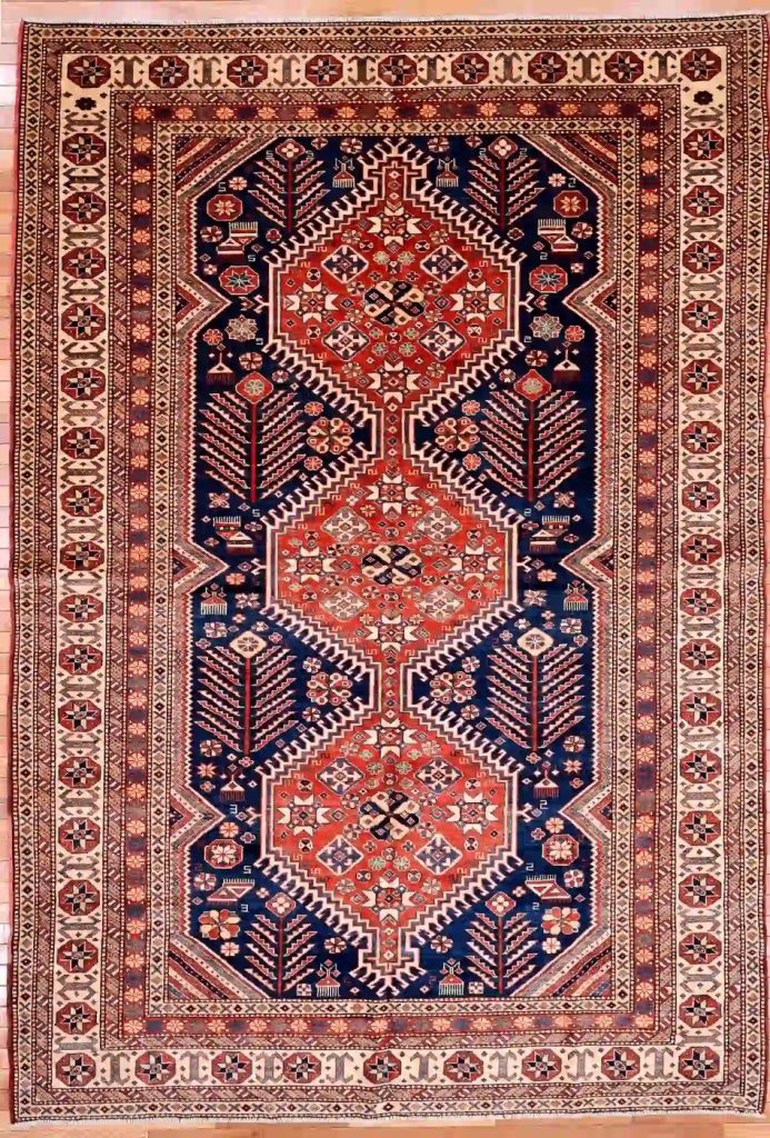 7′ x 10′ Navy Fine Hand-Knotted Pakistan Shirvan Rug – Traditional Wool