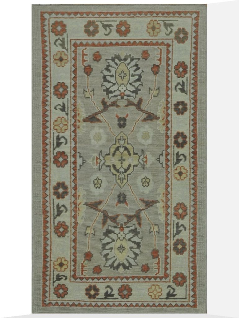 3′ x 6′ Gray Fine Hand-Knotted New Turkish Oushak Rug – Transitional Wool