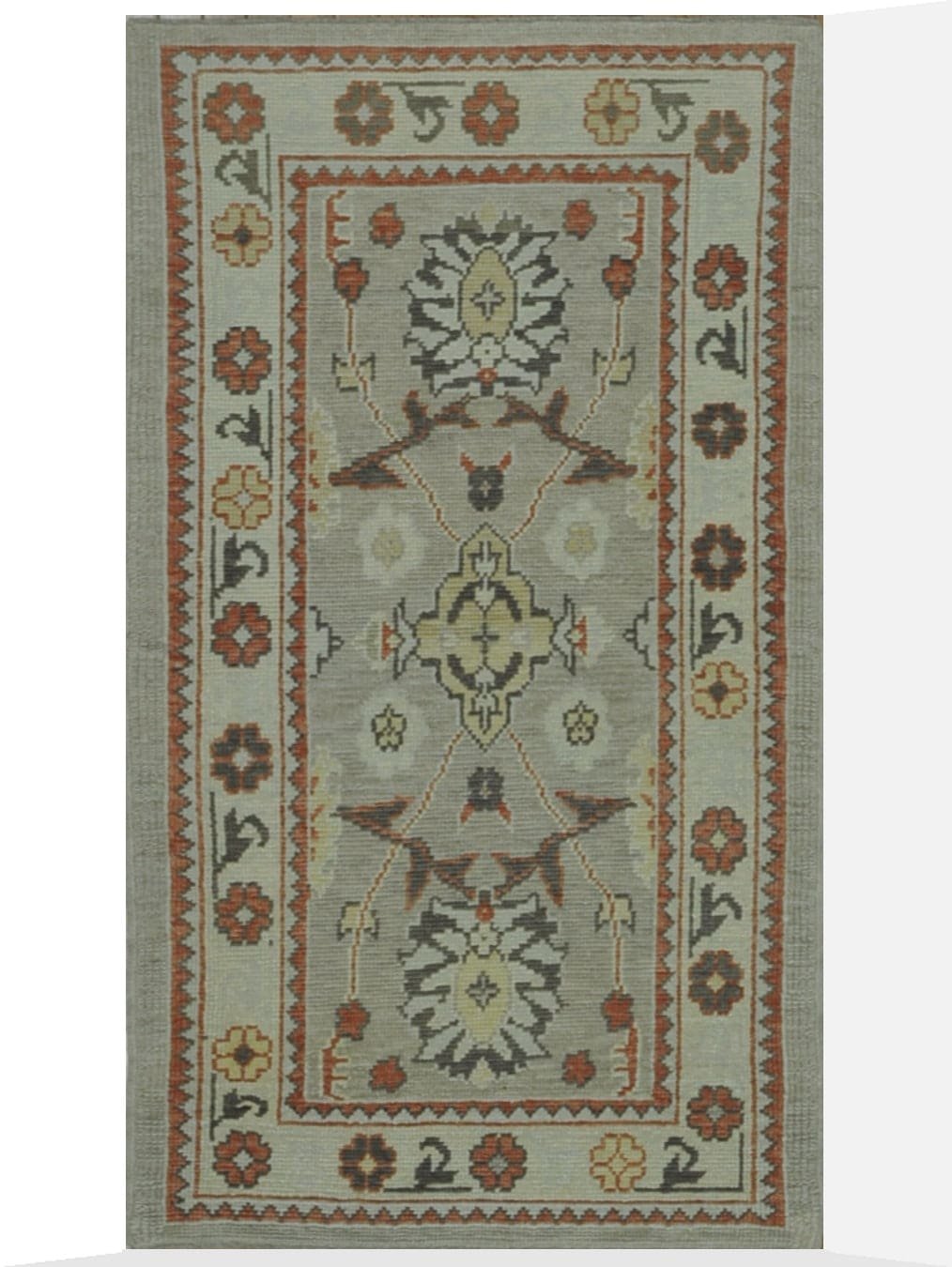 3′ x 6′ Gray Fine Hand-Knotted New Turkish Oushak Rug – Transitional Wool