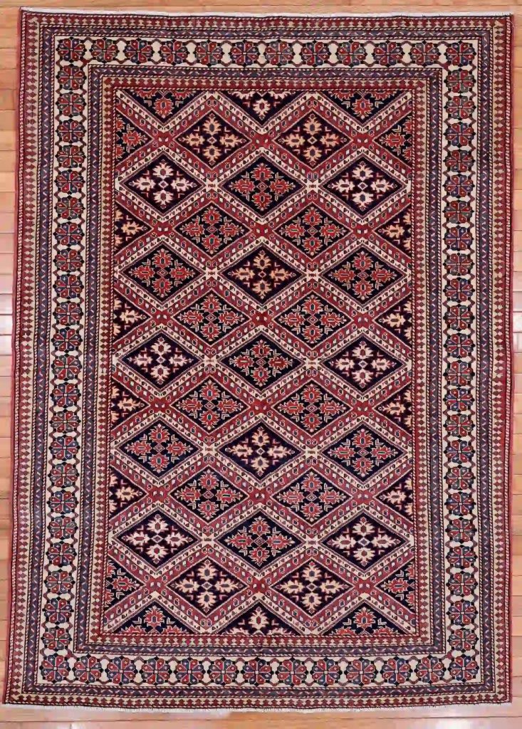 5′ x 6′ Navy Fine Hand-Knotted Pakistan Shirvan Rug – Traditional Wool