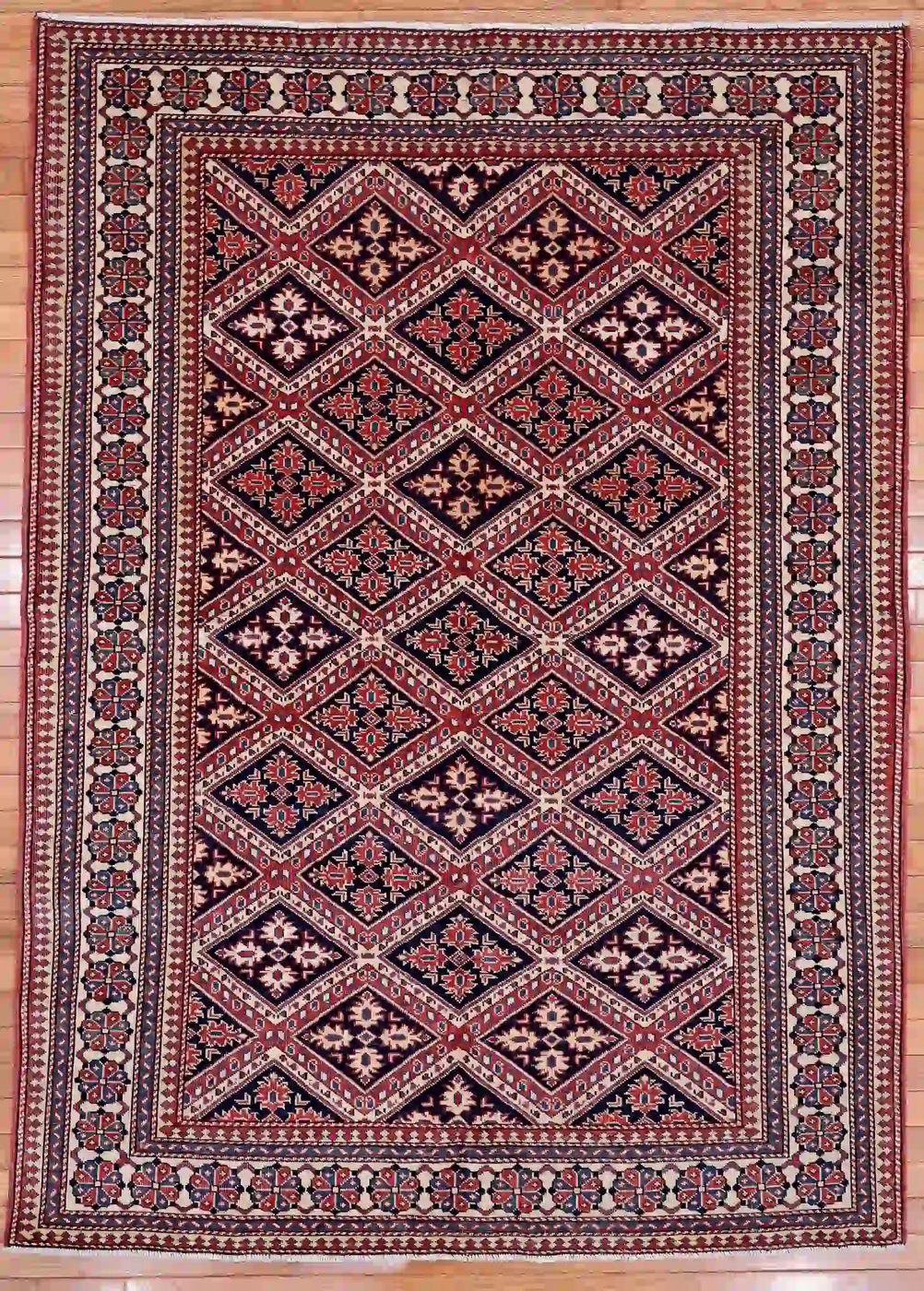 5′ x 6′ Navy Fine Hand-Knotted Pakistan Shirvan Rug – Traditional Wool