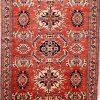 7′ x 9′ Rust Red Hand-Knotted Vintage Pakistan Shirvan Design Rug – Traditional Wool
