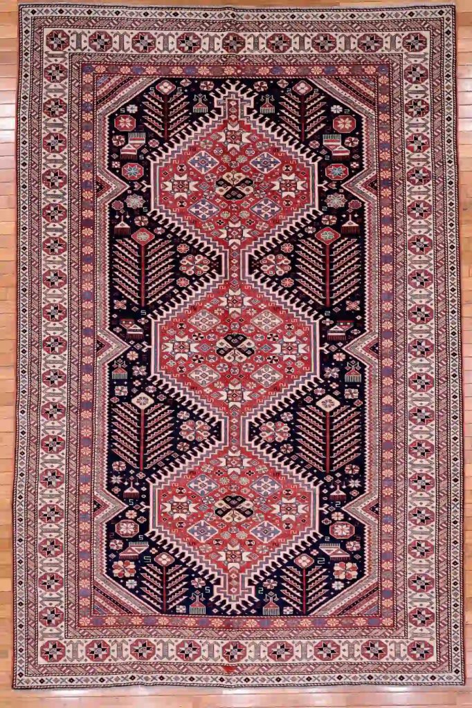 6′ x 10′ Navy Fine Hand-Knotted Pakistan Shirvan Rug – Traditional Wool