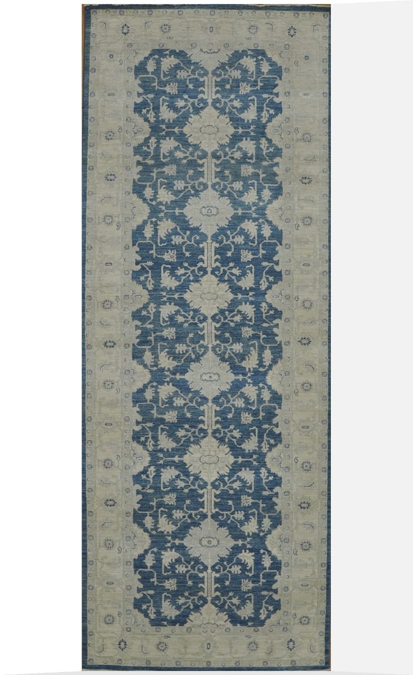 4′ x 11′ Blue Fine Hand-Knotted Sultanabad Pakistani Rug – Traditional Wool 4′ x 11′ Blue Fine Hand-Knotted Sultanabad Pakistani Rug – Traditional Wool