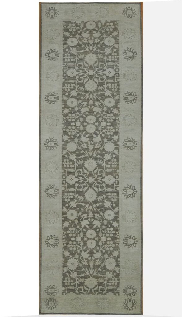 5′ x 16′ Gray Fine Hand-Knotted Pakistani Tabriz Runner Rug – Transitional Wool