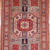 5′ x 7′ Soft Blue and Red Hand-Knotted Vintage Pakistan Shirvan Design Rug – Traditional Wool