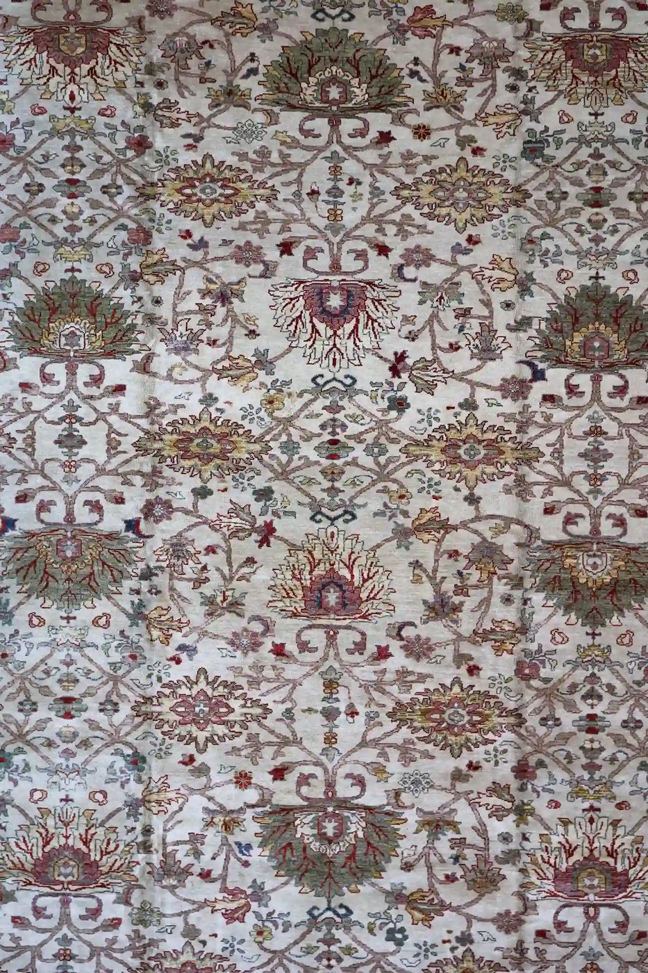 12′ x 19′ Beige Fine Hand-Knotted Turkish Sultanabad Rug – Traditional Wool