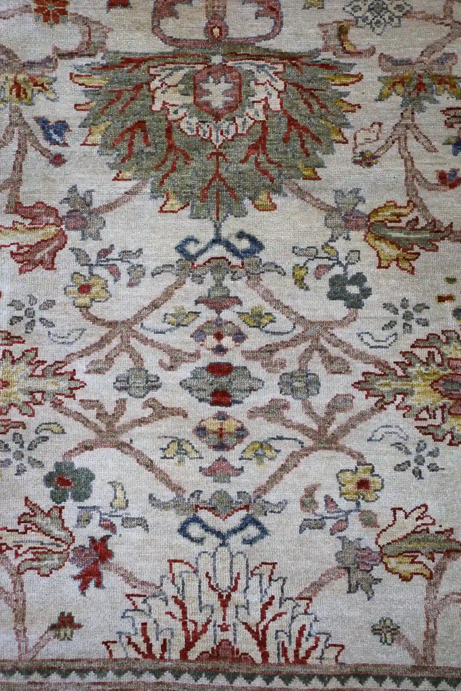 12′ x 19′ Beige Fine Hand-Knotted Turkish Sultanabad Rug – Traditional Wool