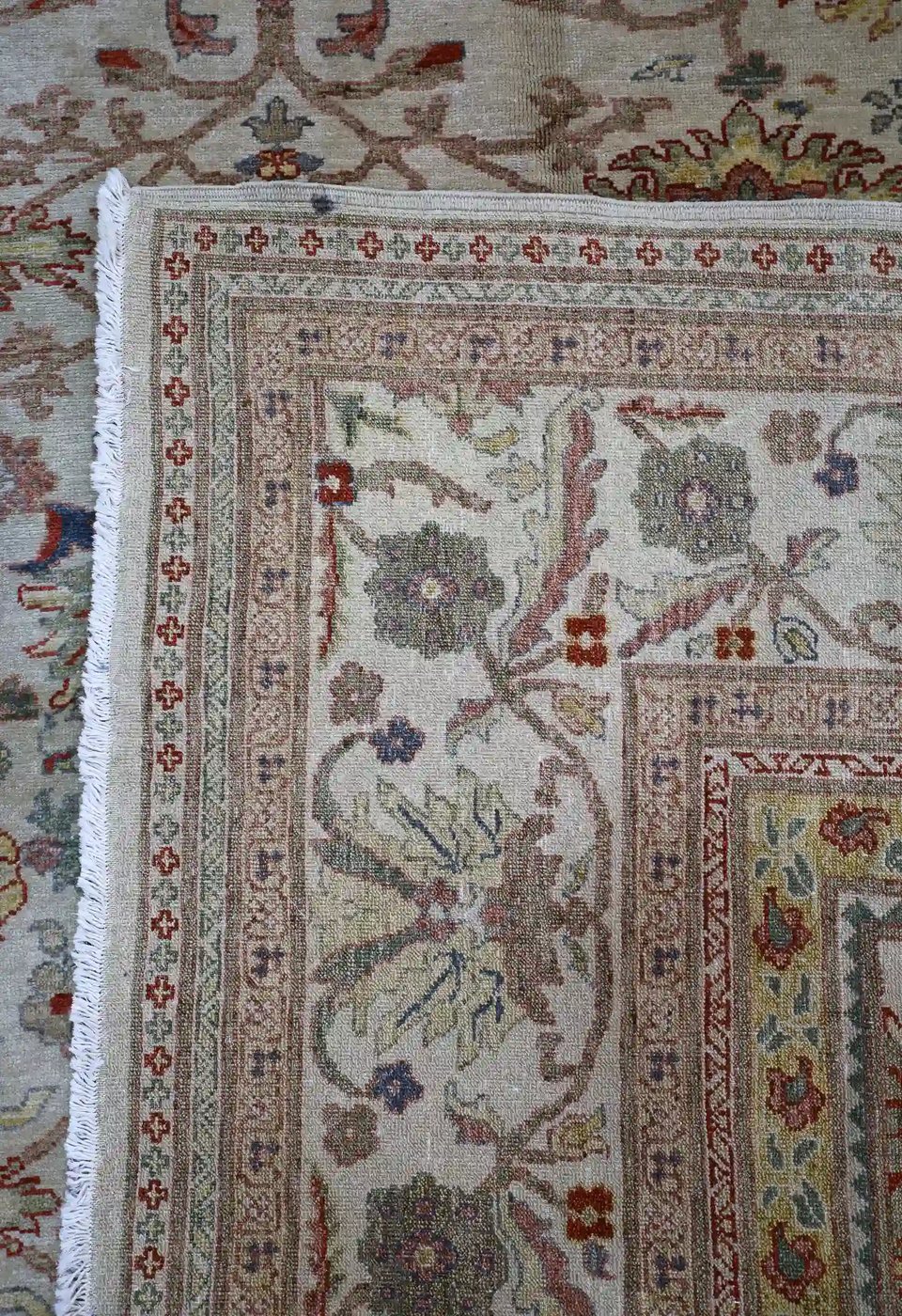12′ x 19′ Beige Fine Hand-Knotted Turkish Sultanabad Rug – Traditional Wool