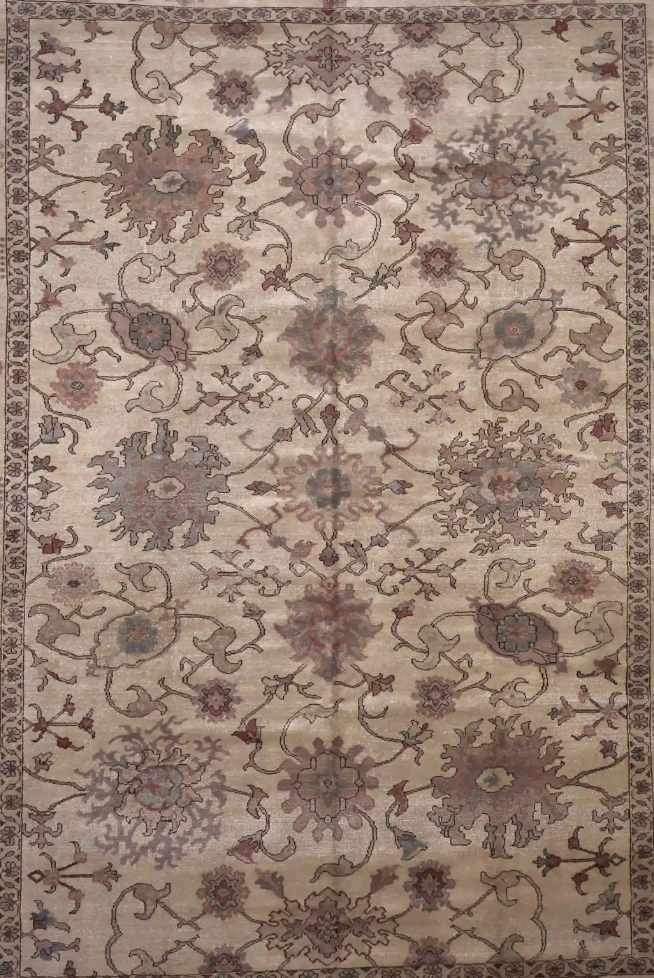 9′ x 12′ Beige Fine Hand-Knotted Egyptian Sultanabad Rug – Traditional Wool