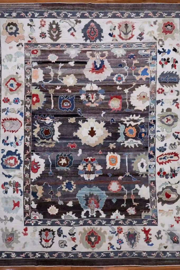 12′ x 15′ Grey Fine Hand-Knotted Turkish Oushak Rug – Transitional Wool
