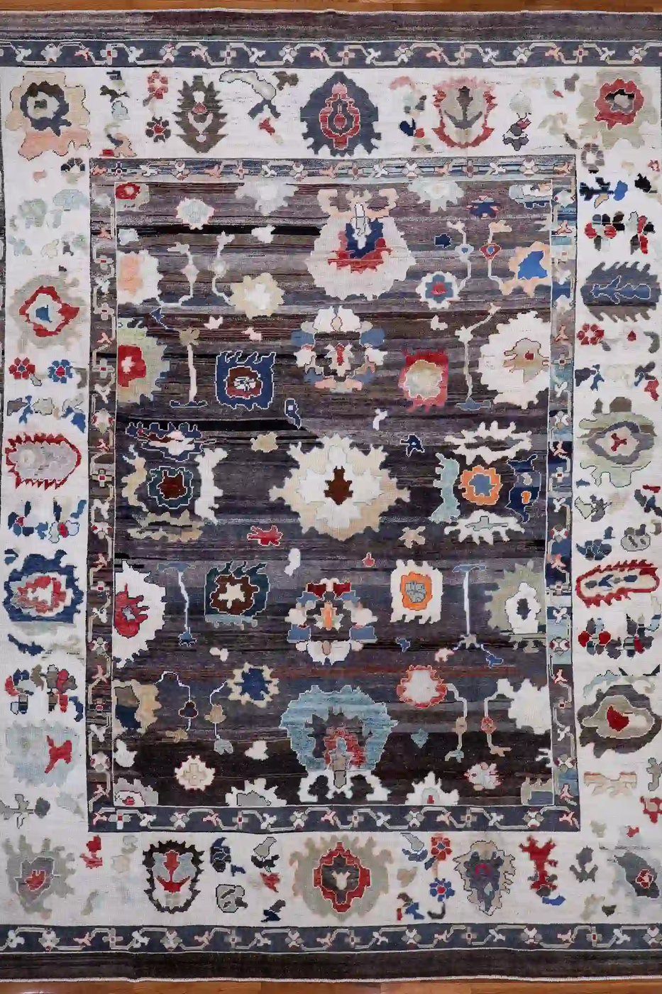 12′ x 15′ Grey Fine Hand-Knotted Turkish Oushak Rug – Transitional Wool
