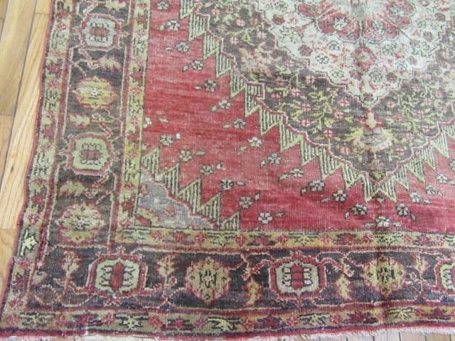 5′ x 10′ Vintage Turkish Konya Runner Rug – Rust & Blue - 3 5′ x 10′ Vintage Turkish Konya Runner Rug – Rust & Blue
