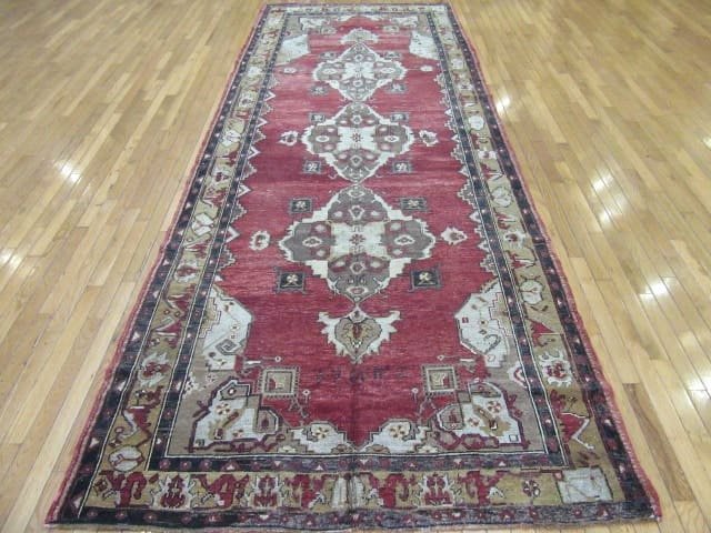 5′ x 13′ Vintage Turkish Oushak Runner Rug – Rust