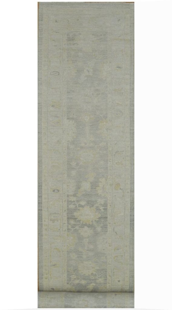 4′ x 27′ Beige Fine Hand-Knotted Oushak Runner Rug – Transitional Wool