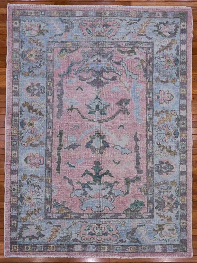 5′ x 7′ Pink Fine Hand-Knotted Turkish Oushak Rug – Transitional Wool 5′ x 7′ Pink Fine Hand-Knotted Turkish Oushak Rug – Transitional Wool