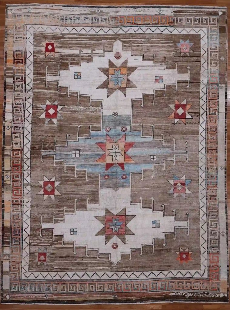 10′ x 14′ Brown Fine Hand-Knotted Turkish Oushak Rug – Transitional Wool