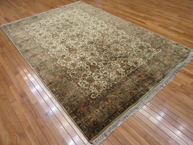 6′ x 9′ Room Size Handmade Oriental Rug – Ivory & Brown - 5 6′ x 9′ Room Size Handmade Oriental Rug – Ivory & Brown