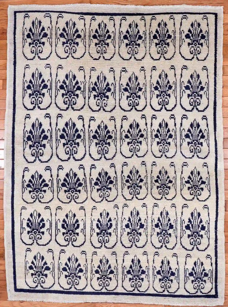 4′ x 6′ Ivory Fine Hand-Knotted Turkish Oushak Rug – Traditional Wool